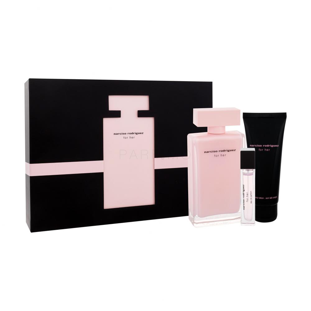 Narciso Rodriguez For Her Darilni set parfumska voda 100 ml + losjon za telo 75 ml + parfumska voda 10 ml
