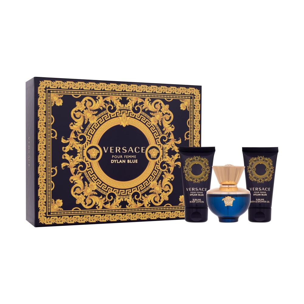 Versace Pour Femme Dylan Blue Darilni set parfumska voda 50 ml + mleko za telo 50 ml + gel za prhanje 50 ml