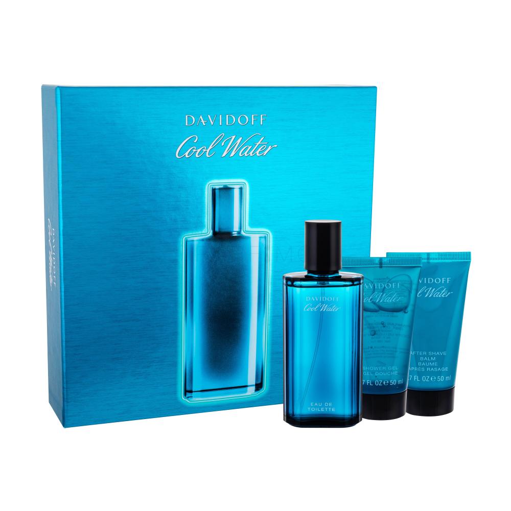 Davidoff Cool Water Darilni set toaletna voda 75 ml + gel za prhanje 50 ml + balzam po britju 50 ml poškodovana škatla