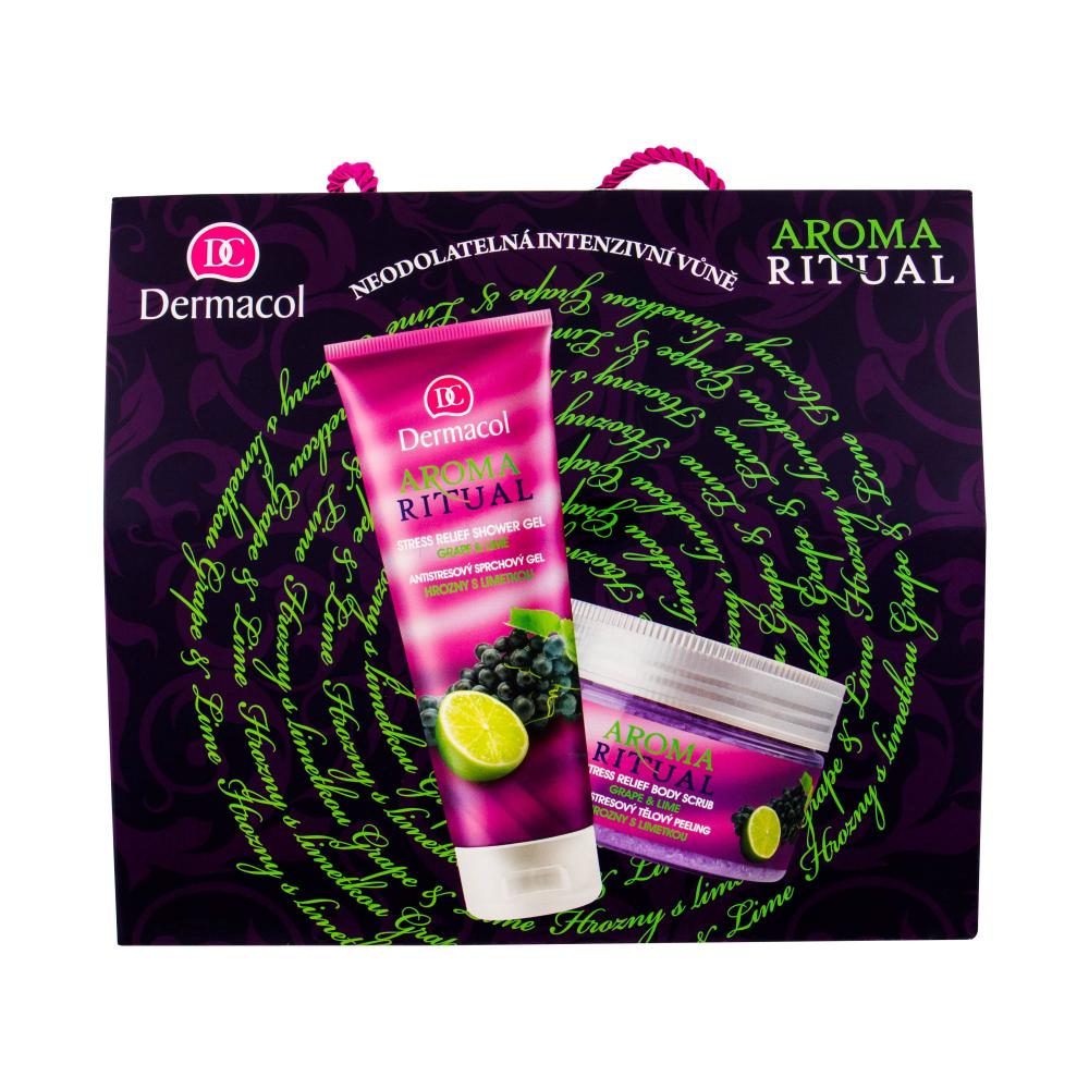 Dermacol Aroma Ritual Grape & Lime Darilni set gel za prhanje 250 ml + piling za telo 200 ml