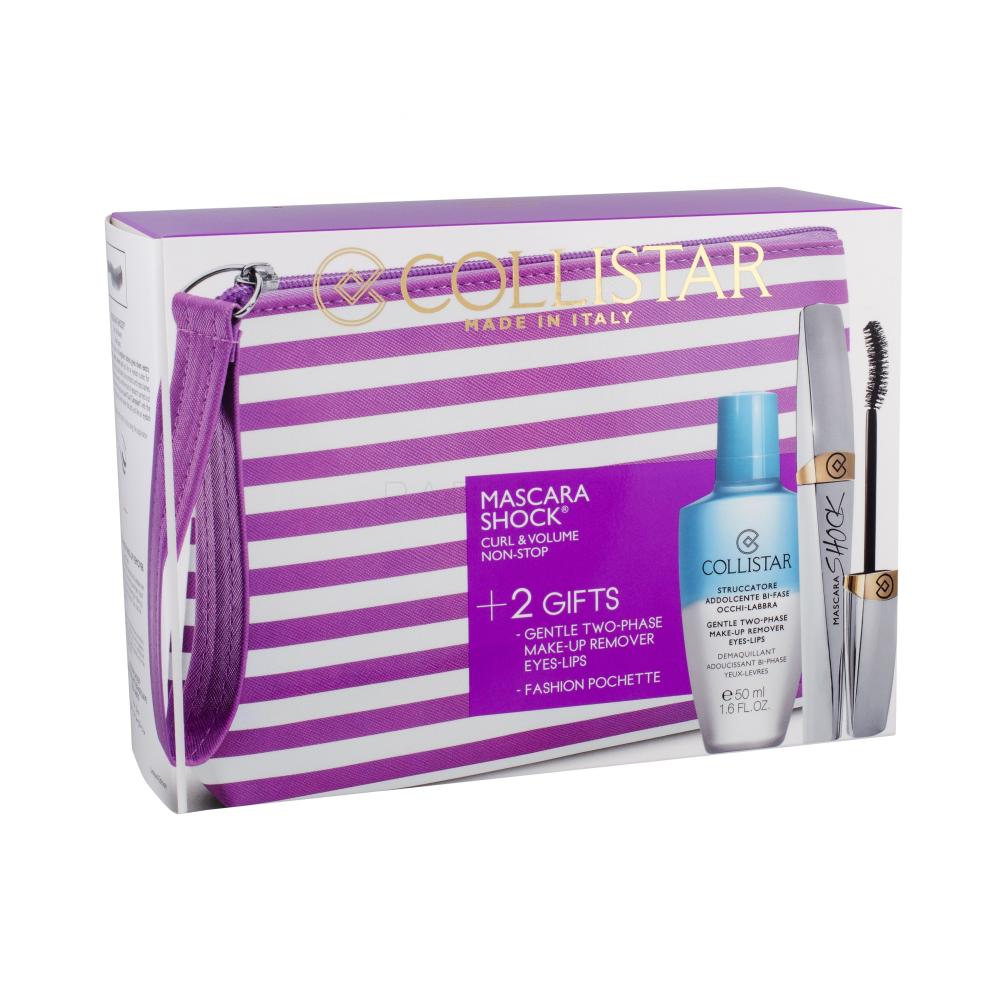 Collistar Shock Darilni set řasenka 8 ml + odličovací přípravek Gentle Two Phase 50 ml + kosmetická taška poškodovana škatla