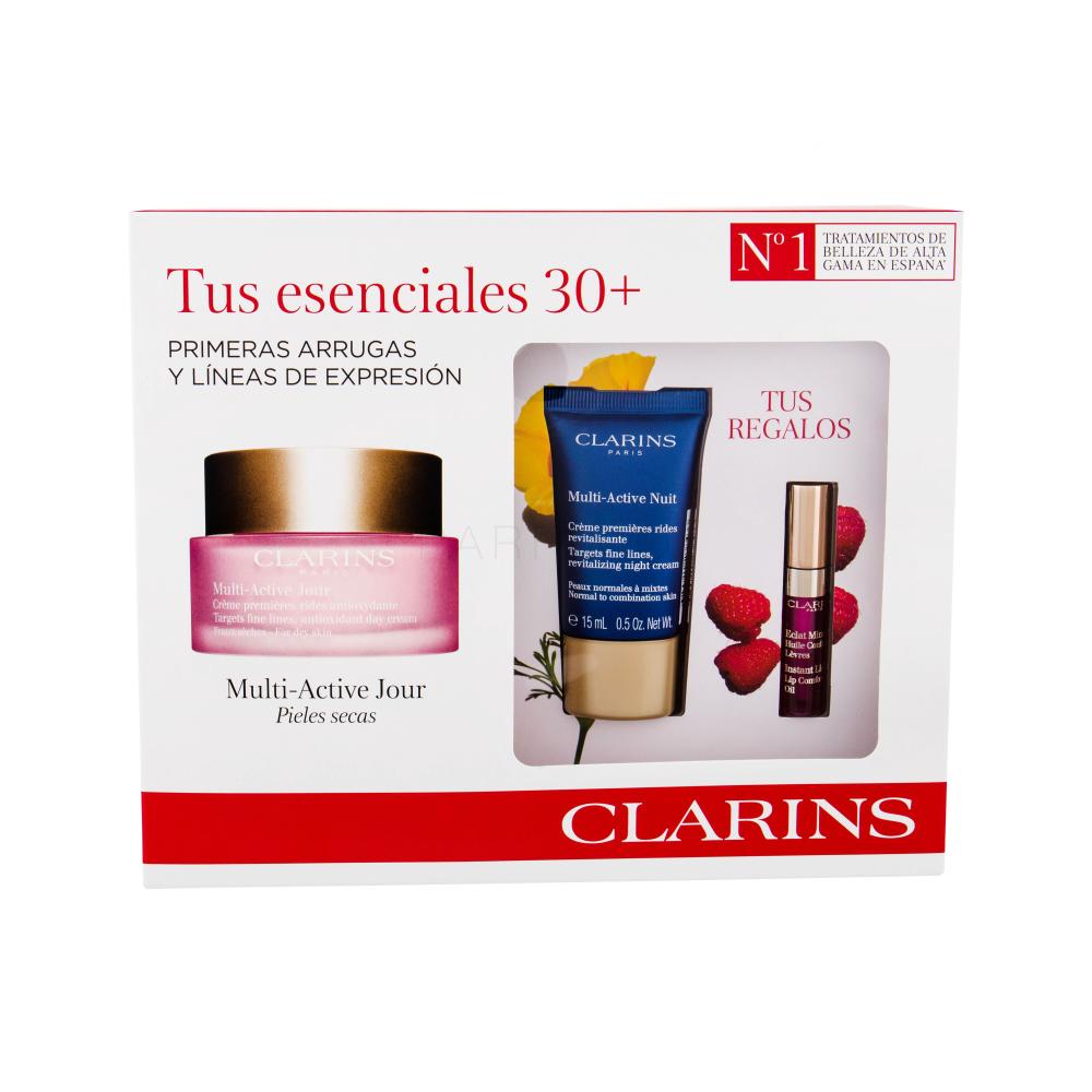 Clarins Multi-Active Darilni set dnevna krema 50 ml + nočna krema Multi-Active Nuit 15 ml + sijaj za ustnice Comfort Oil 2,8 ml 02