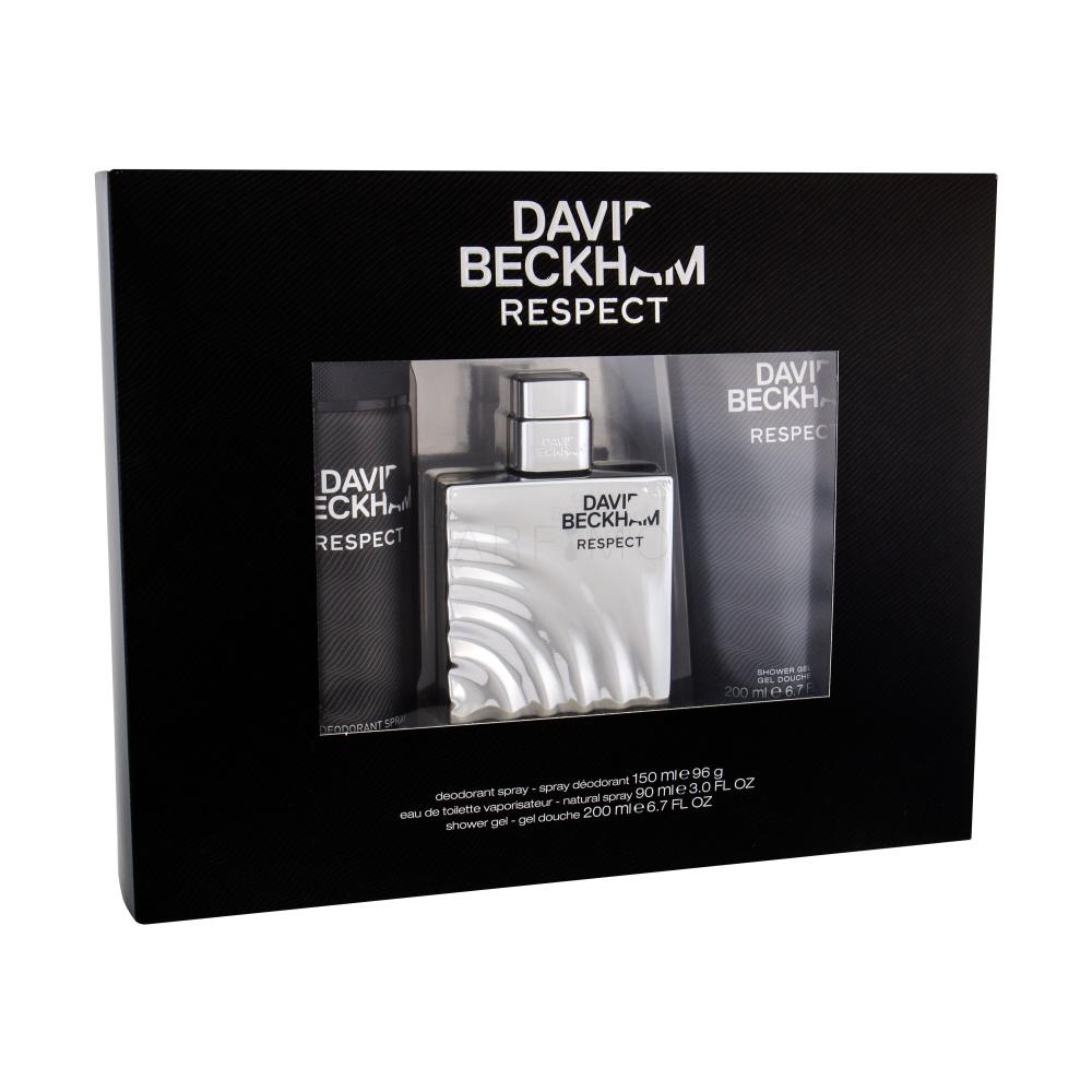David Beckham Respect Darilni set toaletní voda 90 ml + sprchový gel 200 ml + deodorant 150 ml poškodovana škatla