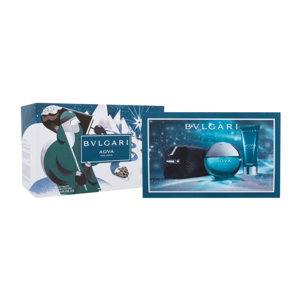 Bvlgari Aqva Pour Homme Darilni set toaletna voda 100 ml + balzam po britju 100 ml + kozmetična torbica