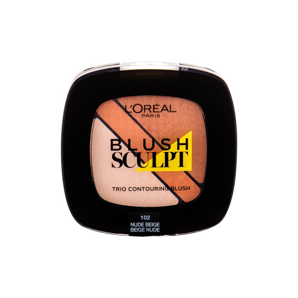L'Oréal Paris Blush Sculpt Trio Rdečilo za obraz za ženske 4 g Odtenek 102 Nude Beige