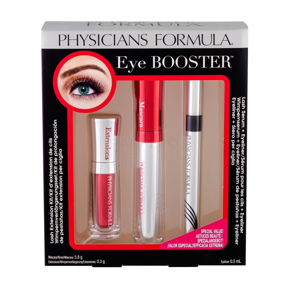 Physicians Formula Eye Booster Lash Extension Kit Darilni set maskara 5,8 g + izdelek za podaljševanje trepalnic 0,3 g + črtalo za oči Boosting Eyliner & Serum 0,5 ml Ultra Black