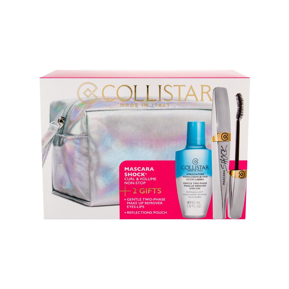 Collistar Shock Darilni set maskara 8 ml + dvofazni odstranjevalec ličil Gentle Two Phase 50 ml + kozmetična torbica