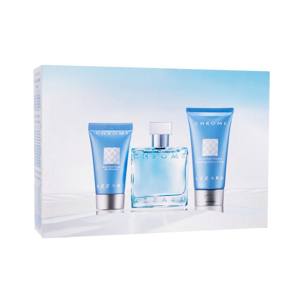 Azzaro Chrome Darilni set toaletna voda 30 ml + balzam po britju 30 ml + gel za prhanje 50 ml