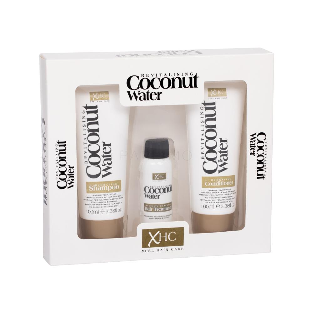 Xpel Coconut Water Darilni set šampon 100 ml + balzam 100 ml + serum za lase 30 ml poškodovana škatla