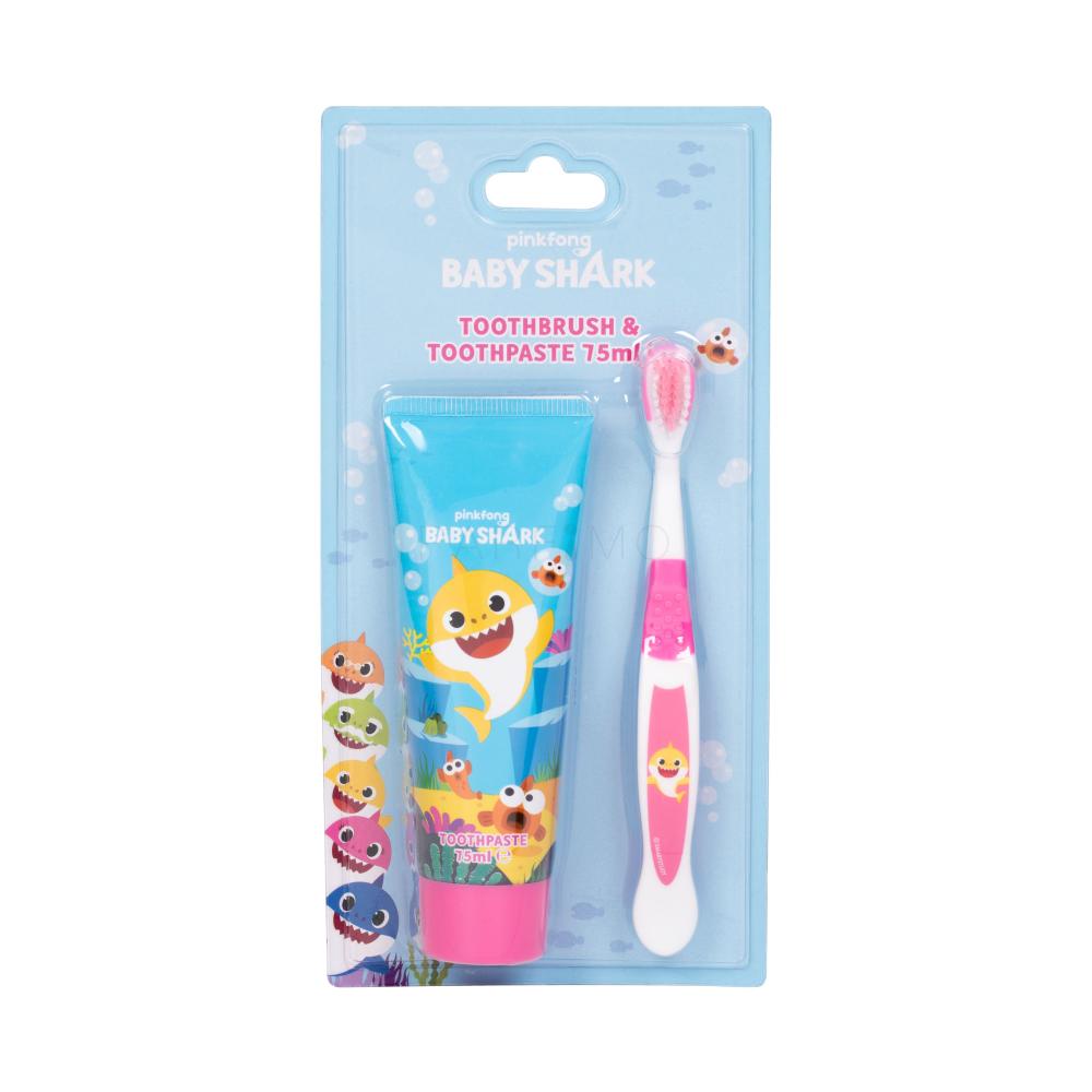 Pinkfong Baby Shark Darilni set zobna ščetka 1 kos + zobna pasta 75 ml