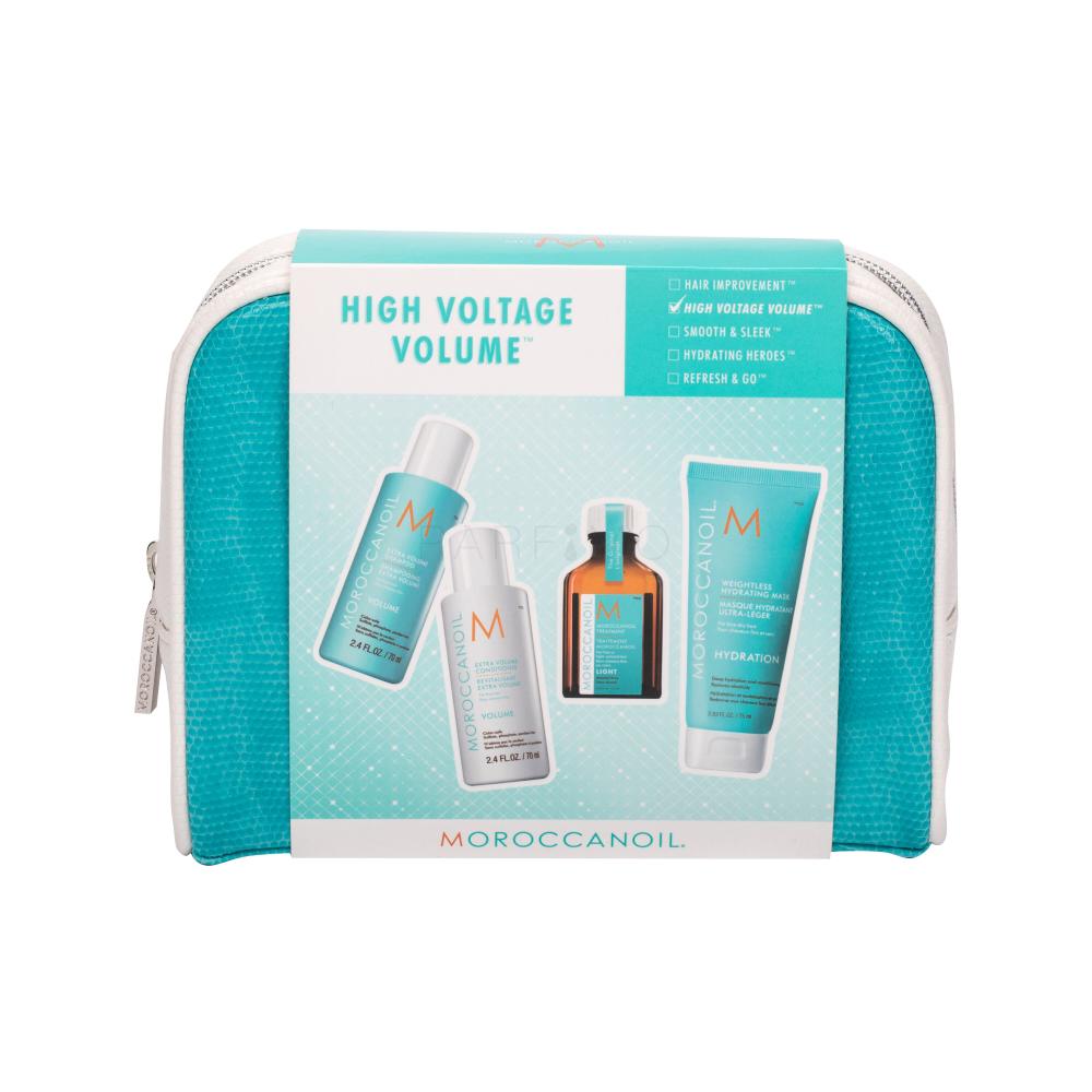 Moroccanoil Volume Darilni set šampon za lase 70 ml + balzam za lase 70 ml + olje za lase 25 ml + maska za lase 75 ml + kozmetična torbica