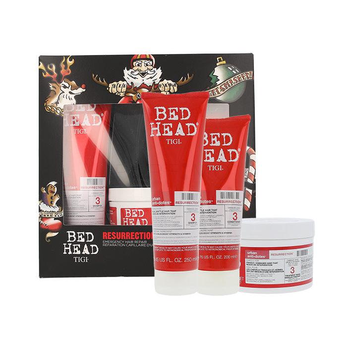 Tigi Bed Head Resurrection Darilni set šampon za lase 250 ml + balzam za lase 200 ml + maska za lase 200 g poškodovana škatla