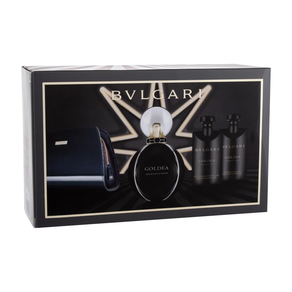 Bvlgari Goldea The Roman Night Darilni set parfumska voda 75 ml + gel za prhanje 75 ml + losjon za telo 75 ml + kozmetična torbica
