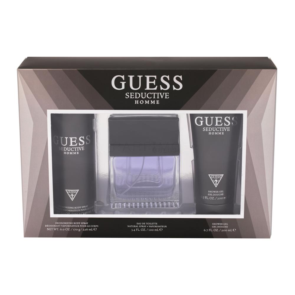 GUESS Seductive Homme Darilni set toaletna voda 100 ml + deodorant 226 ml + gel za prhanje 200 ml poškodovana škatla