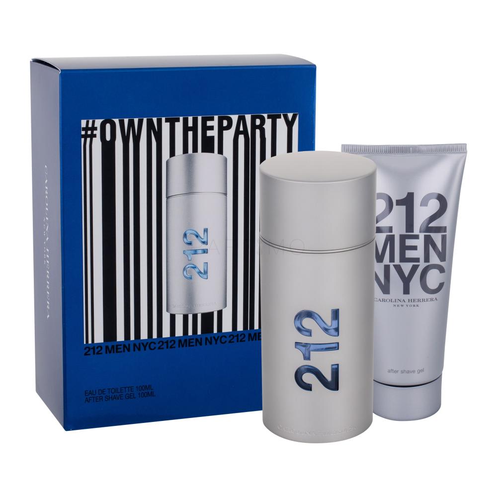 Carolina Herrera 212 NYC Men Darilni set toaletní voda 100 ml + gel po holení 100 ml poškodovana škatla