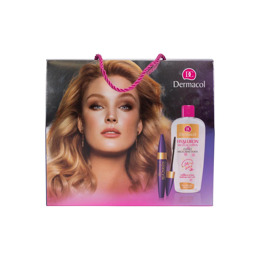 Dermacol Hyaluron Darilni set čistilna micelarna vodica Hyaluron Micellar 400 ml + maskara Ilusion 11 ml poškodovana škatla