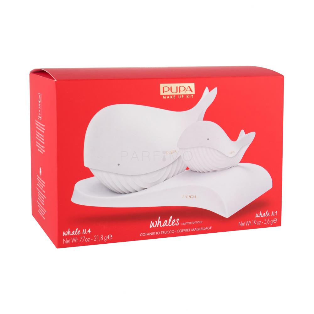 Pupa Whales Darilni set set ličil Whale 4 21,8 g + set ličil Pupa Whale 1 5,6 g + stojalo 1 kos