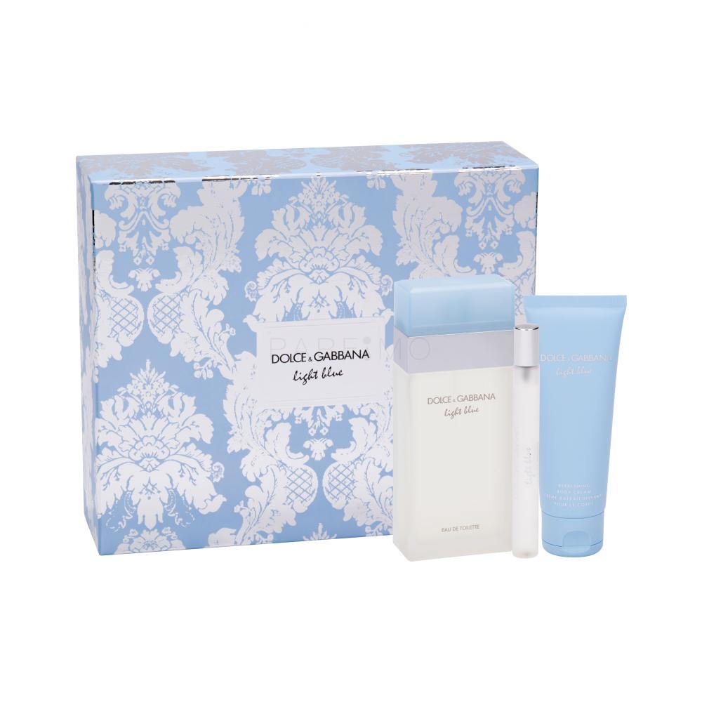 Dolce&Gabbana Light Blue Darilni set toaletní voda 100 ml + tělový krém 75 ml + toaletní voda 10 ml poškodovana škatla