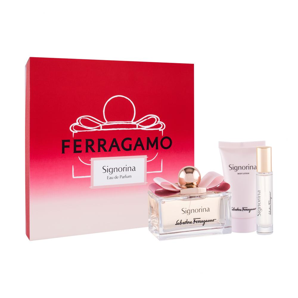 Ferragamo Signorina Darilni set parfumska voda 100 ml + losjon za telo 50 ml + parfumska voda 10 ml