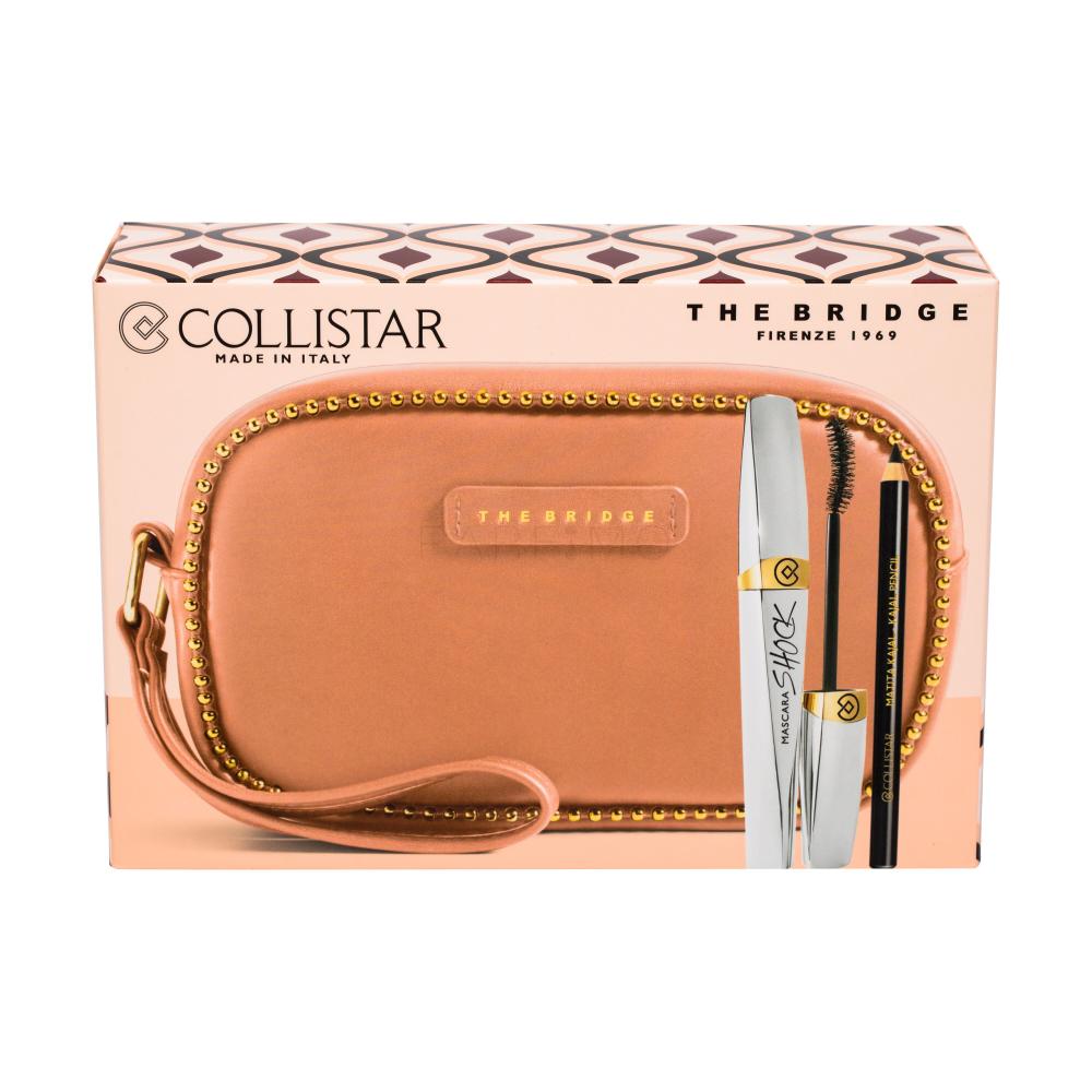 Collistar Shock Darilni set řasenka 8 ml + tužka na oči Kajal Pencil 0,8 g Black + kosmetická taštička The Bridge poškodovana škatla