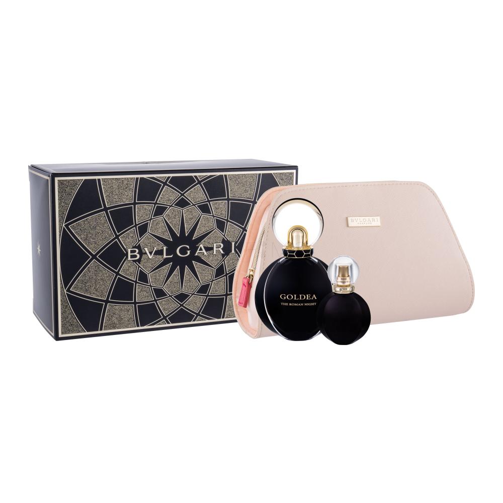 Bvlgari Goldea The Roman Night Darilni set parfumska voda 75 ml + parfumska voda 15 ml + kozmetična torbica