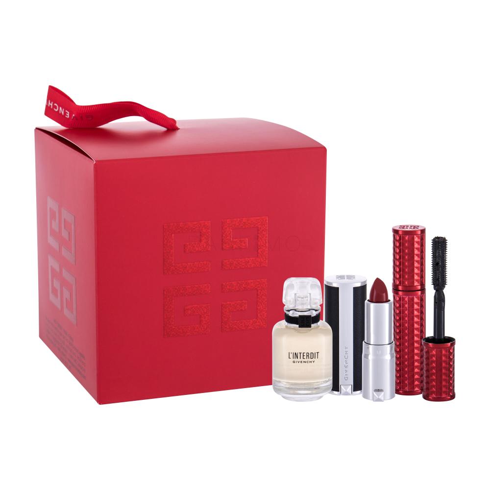 Givenchy L'Interdit Darilni set parfumska voda 10 ml + maskara Volume Disturbia 4 g 01 Black + šminka Le Rouge 1,5 g 333