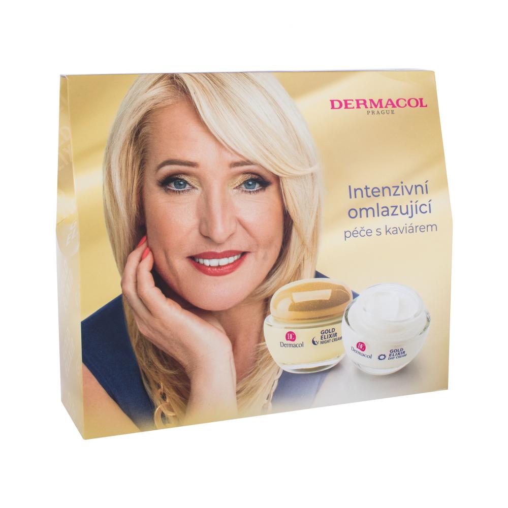 Dermacol Gold Elixir Darilni set dnevna krema za obraz 50 ml + nočna krema za obraz 50 ml