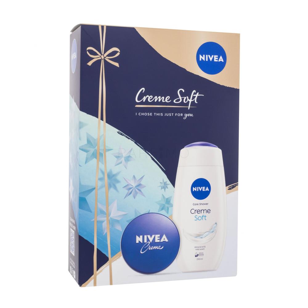 Nivea Creme Soft Darilni set gel za prhanje Creme Soft 250 ml + univerzalna krema Creme 75 ml