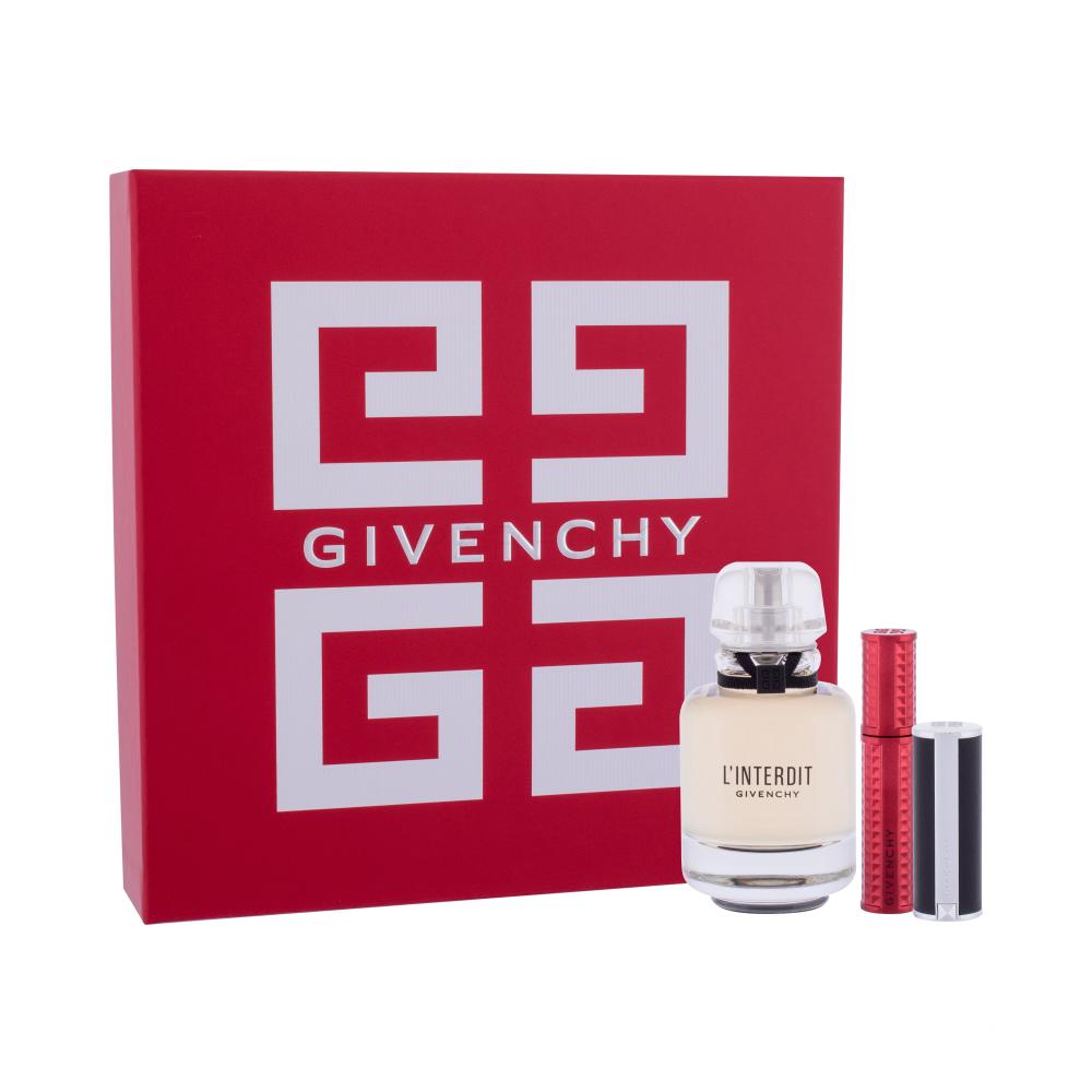 Givenchy L'Interdit Darilni set parfumska voda 50 ml + šminka Le Rouge 1,5 g 333 L´Interdit + maskara Volume Disturbia 4 g 01 Black Disturbia
