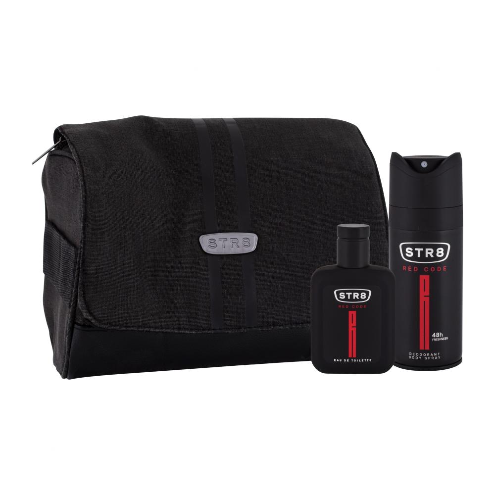 STR8 Red Code Darilni set toaletna voda 50 ml + deodorant 150 ml + kozmetična torbica