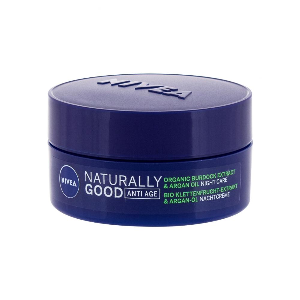 Nivea Naturally Good Organic Burdock Extract & Argan Oil Nočna krema za obraz za ženske 50 ml