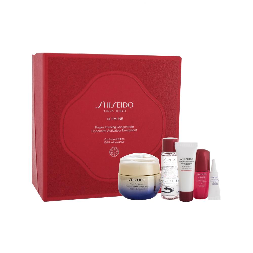 Shiseido Vital Perfection Uplifting and Firming Cream Darilni set dnevna krema 50 ml + čistilna pena 15 ml + losjon za telo 30 ml + serum 10 ml + krema za okoli oči 3 ml