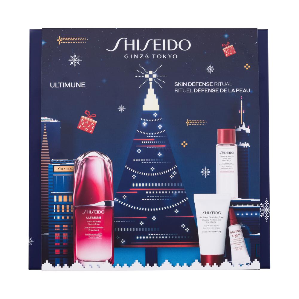 Shiseido Ultimune Power Infusing Concentrate Darilni set serum za obraz Ultimune Power Infusing Concentrate 50 ml + čistilna pena Clarifying Cleansing Foam 30 ml + tonik za obraz Treatment Softener 30 ml + serum za okoli oči Ultimune Power Infusing Eye Concentrate 3 ml