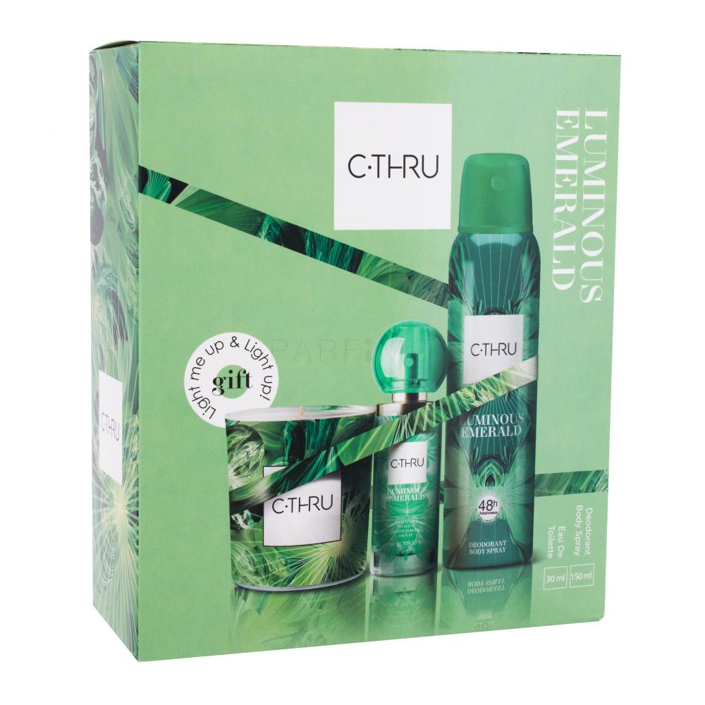 C-THRU Luminous Emerald Darilni set toaletna voda 30 ml + deodorant 150 ml + sveča poškodovana škatla