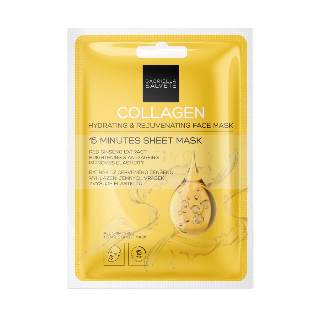 Gabriella Salvete 15 Minutes Sheet Mask Maska za obraz za ženske 1 kos Odtenek Collagen
