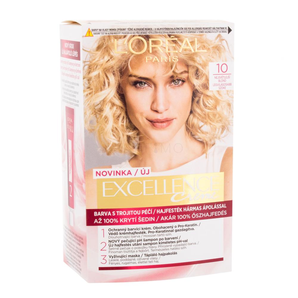 L'Oréal Paris Excellence Creme Triple Protection Barva za lase za ženske 48 ml Odtenek 10 Lightest Ultimate Blonde