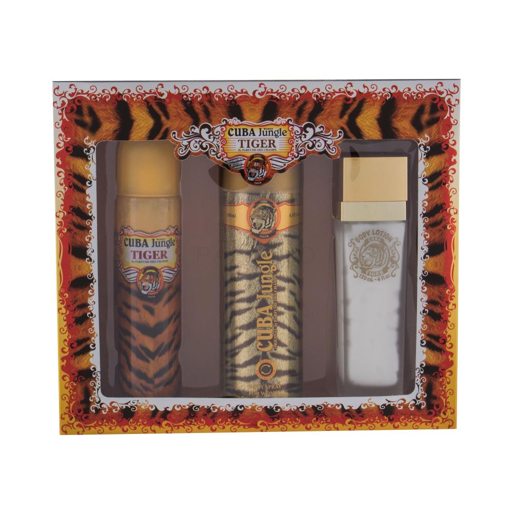 Cuba Jungle Tiger Darilni set parfumska voda 100 ml + deodorant 200 ml + losjon za telo 130 ml poškodovana škatla