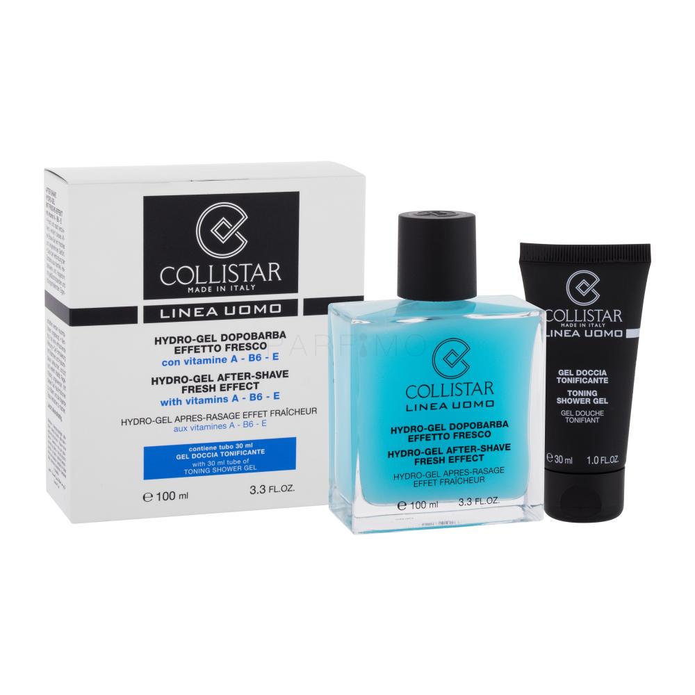 Collistar Uomo Hydro-Gel After-Shave Darilni set gel po britju Linea Uomo Hydro-Gel After-Shave 100 ml + gel za prhanje Toning Shower Gel 30 ml