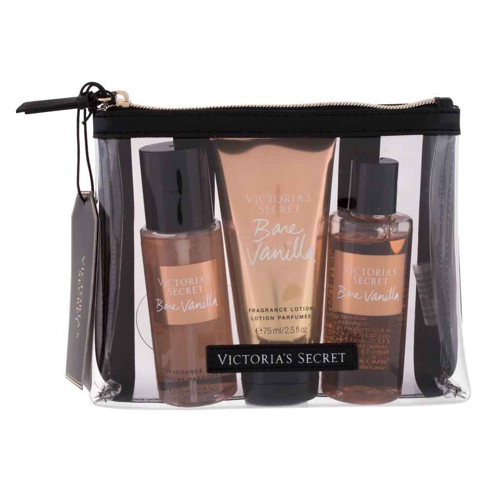 Victoria´s Secret Bare Vanilla Darilni set negovalni sprej za telo 75 ml + losjon za telo 75 ml + gel za prhanje 89 ml + kozmetična torbica