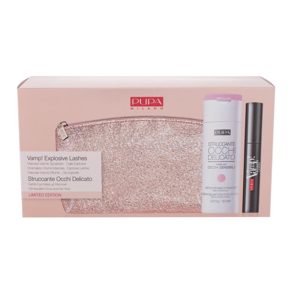 Pupa Vamp! All In One Darilni set maskara Vamp! All In One 9 ml + odstranjevalec ličil Struccante Occhi Delicato Gentle Eye Make-Up Remover 150 ml + kozmetična torbica