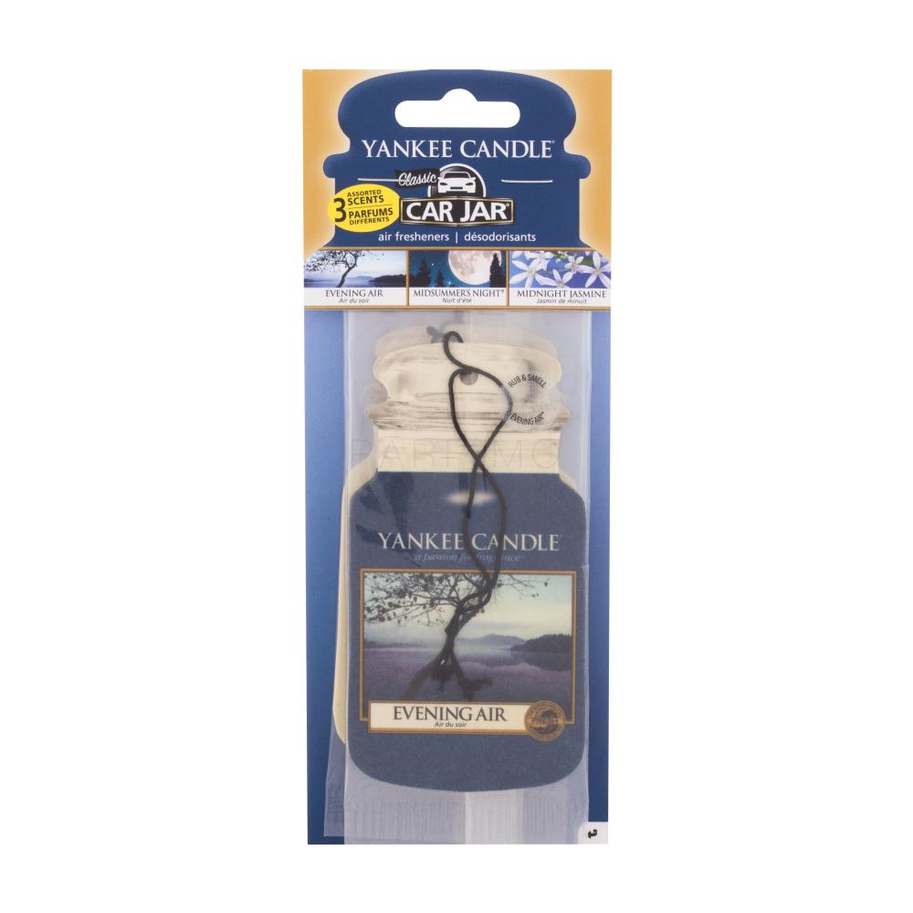 Yankee Candle Classic Car Jar Darilni set vůně do auta Evening Air 1 ks + vůně do auta Midsummer´s Night 1 ks + vůně do auta Midnight Jasmine 1 ks