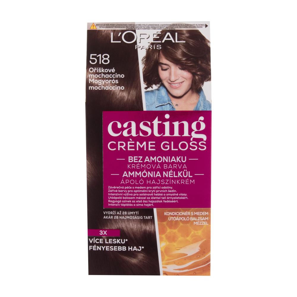 L'Oréal Paris Casting Creme Gloss Barva za lase za ženske 48 ml Odtenek 518 Hazelnut Mochaccino