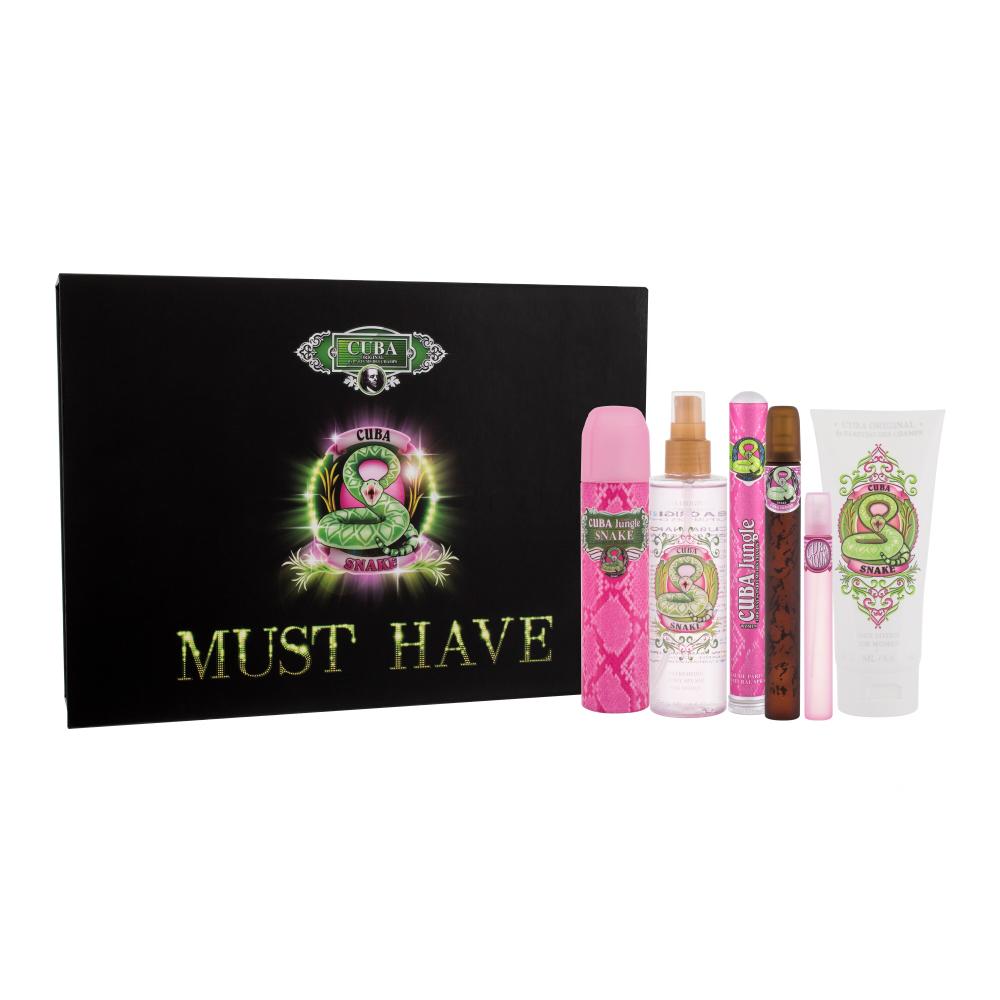 Cuba Jungle Snake Darilni set parfumska voda 100 ml + parfumska voda 35 ml + parfumska voda 15 ml + sprej za telo 200 ml + mleko za telo 200 ml