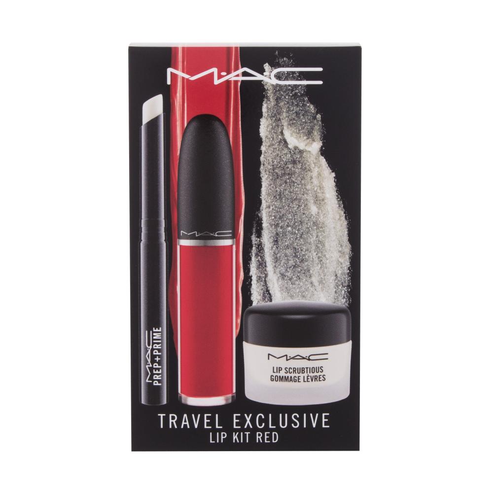 MAC Travel Exclusive Darilni set šminka Retro Matte Liquid Lipcolour 5 ml + podlaga za ličila Prep + Prime Lip 1,7 g + piling za ustnice Lip Scrubtious 14 ml Sweet Vanilla