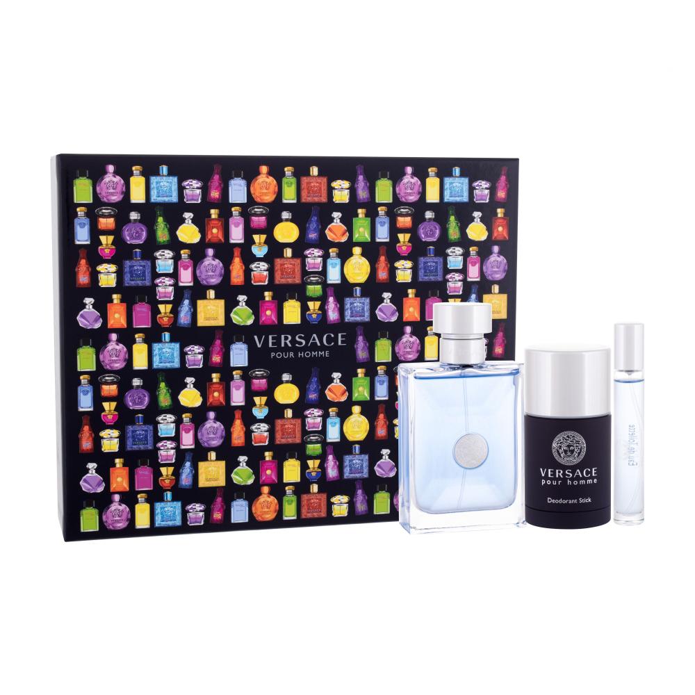 Versace Pour Homme Darilni set toaletna voda 100 ml + toaletna voda 10 ml + deodorant 75 ml poškodovana škatla