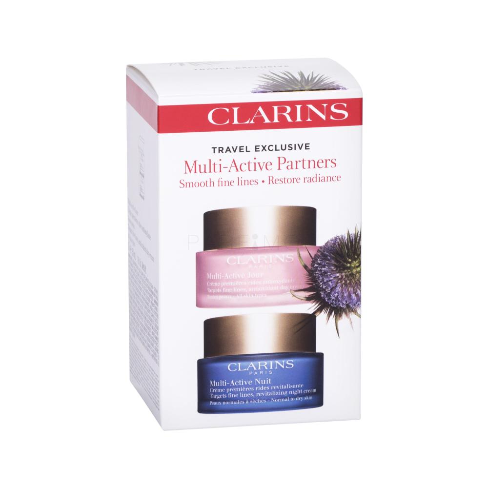 Clarins Multi-Active Darilni set dnevna nega za obraz 50 ml + nočna nega za obraz 50 ml poškodovana škatla