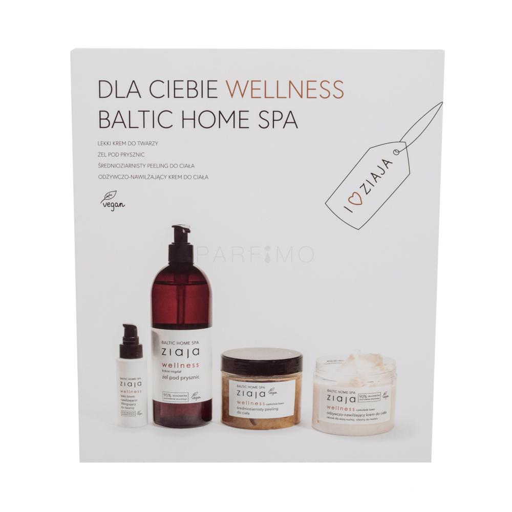 Ziaja Baltic Home Spa Wellness Set Darilni set Baltic Home Spa Wellness dnevna krema za obraz 50 ml + Baltic Home Spa Wellness Čokoladni piling za telo 300 ml + Baltic Home Spa Wellness Čokoladna krema za telo 300 ml + Baltic Home Spa Wellness gel za prhanje 500 ml