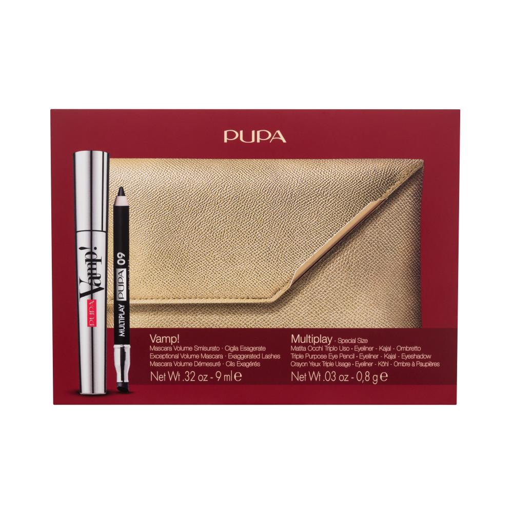 Pupa Vamp! Darilni set maskara Vamp! 9 ml + svinčnik za oči Multiplay 0,8 g 09 Deep Black + torbica