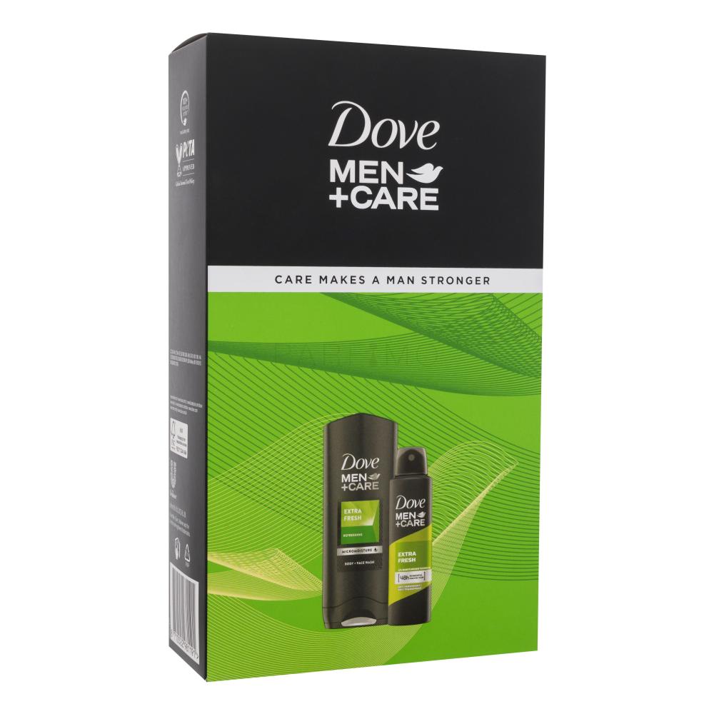 Dove Men + Care Extra Fresh Care Makes A Man Stronger Darilni set gel za prhanje Men+Care Extra Fresh 400 ml + antiperspirant Men+Care Extra Fresh 150 ml poškodovana škatla