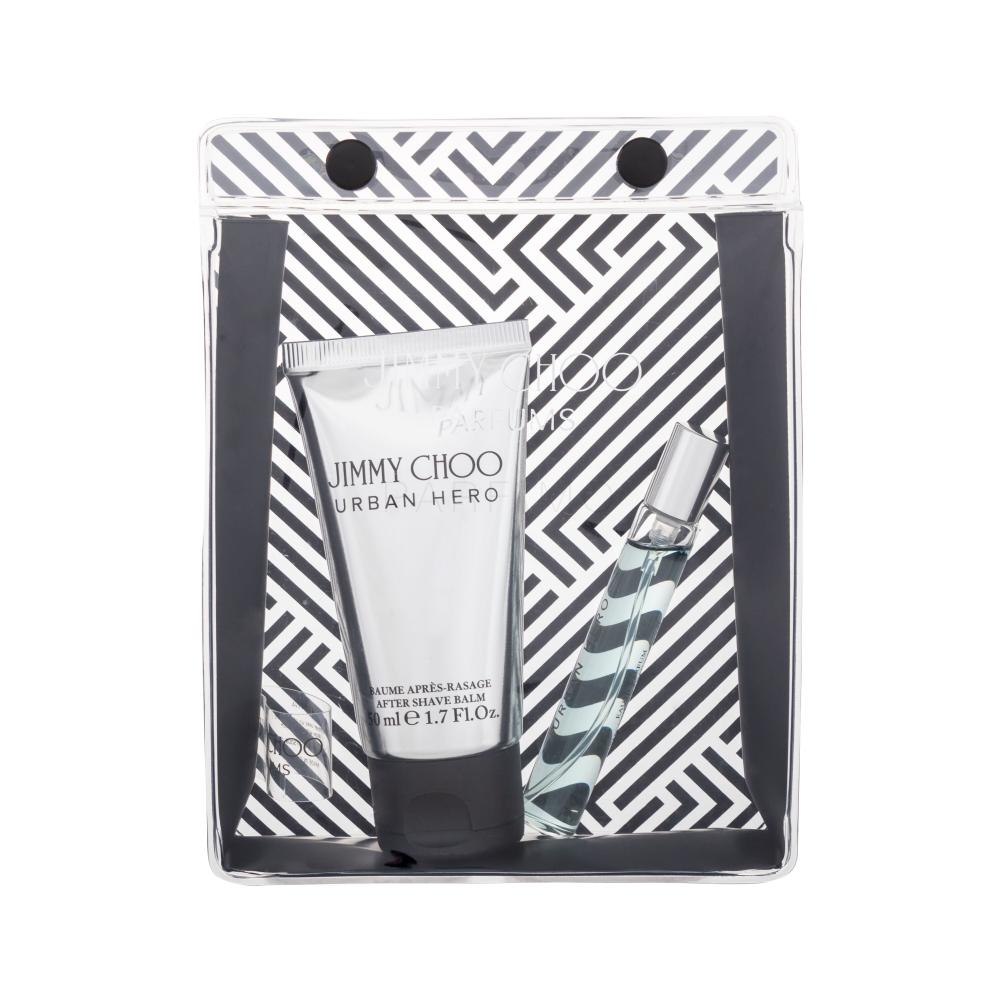 Jimmy Choo Urban Hero Darilni set parfumska voda 7,5 ml + balzam po britju 50 ml + kozmetična torbica